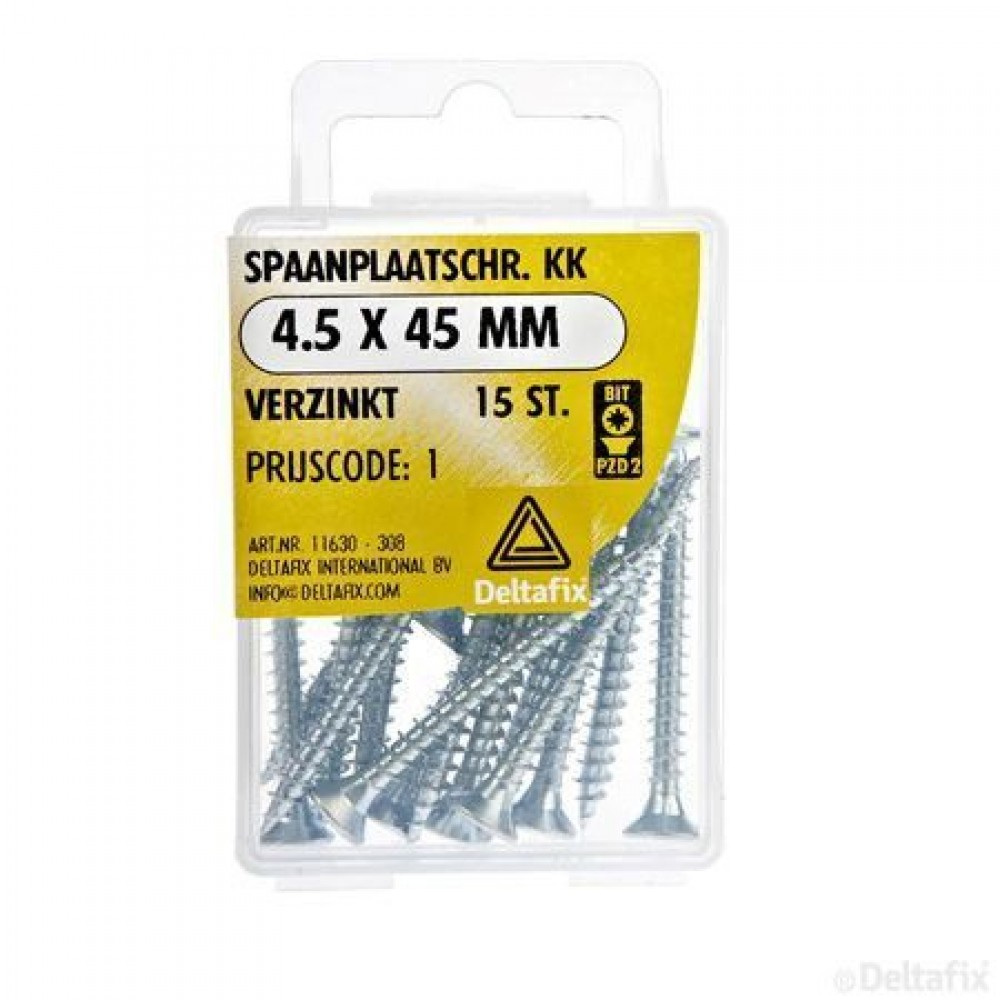 Spaanplaatschroeven Platkop Pozidriv Verzinkt 4.5x45mm 