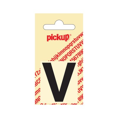 Pickup plakletter 40mm zwart helvetica letter - V