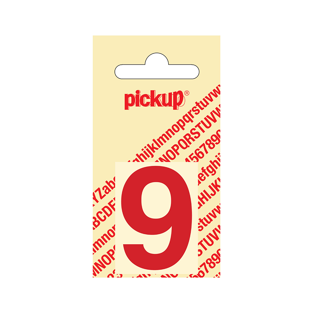 Pickup plakletter 40mm rood helvetica cijfer - 9