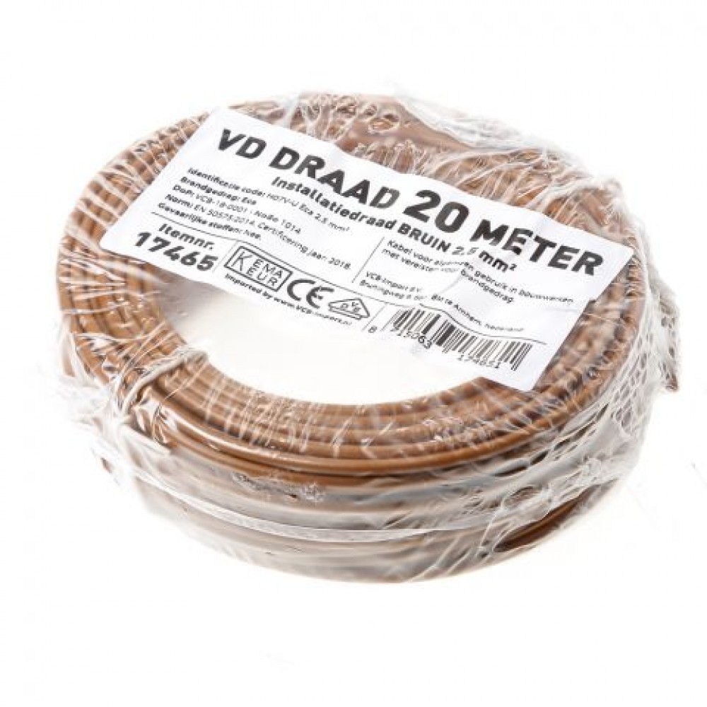 Besli VD-Draad 2,5 mm² - Bruin- 20meter