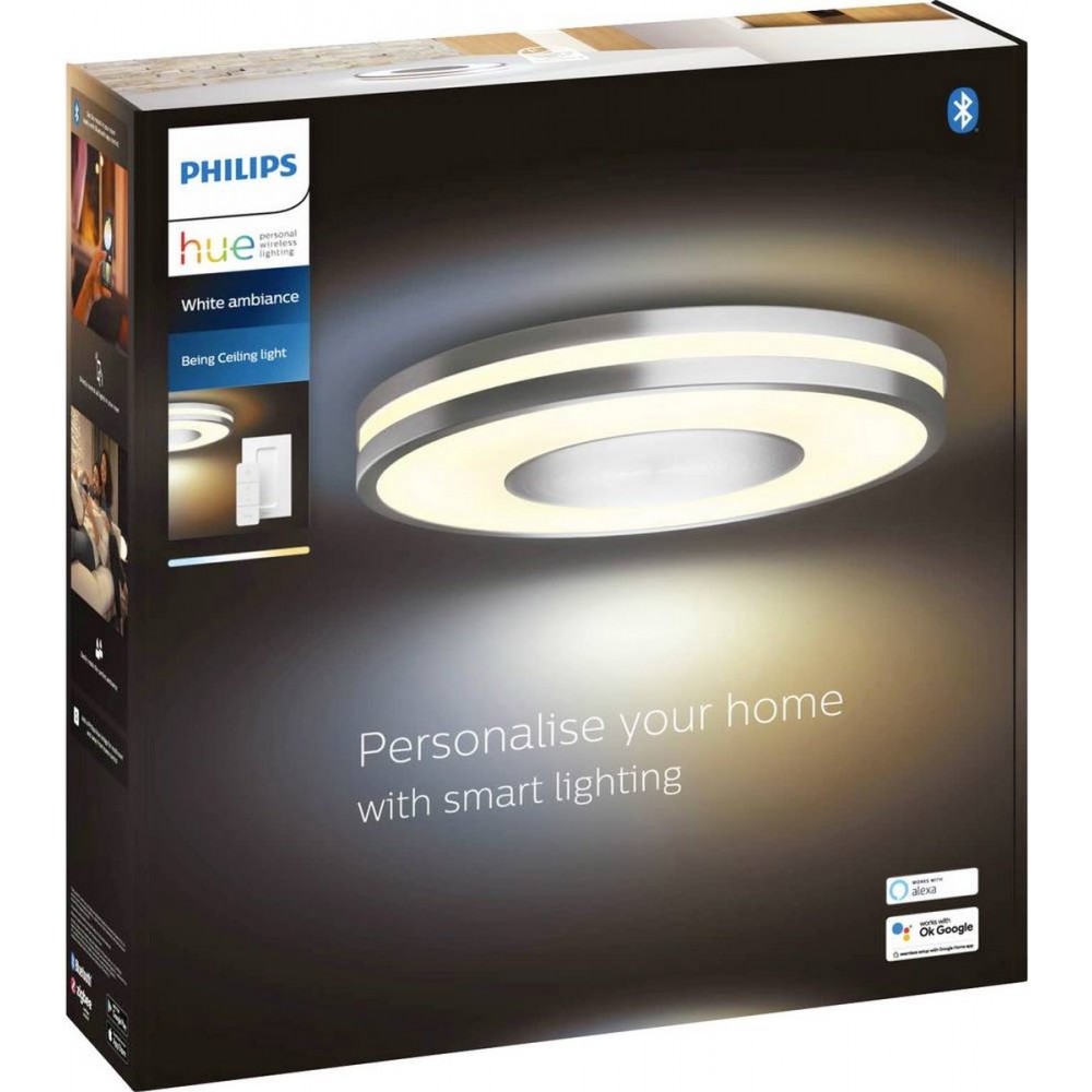 Philips Hue Being plafondlamp - White Ambiance - aluminium - Bluetooth - incl. 1 dimmer switch