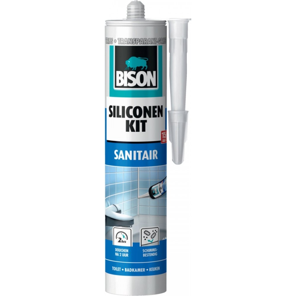 Bison super silicone sanitair transparant grijs (trijs) - 310 ml.