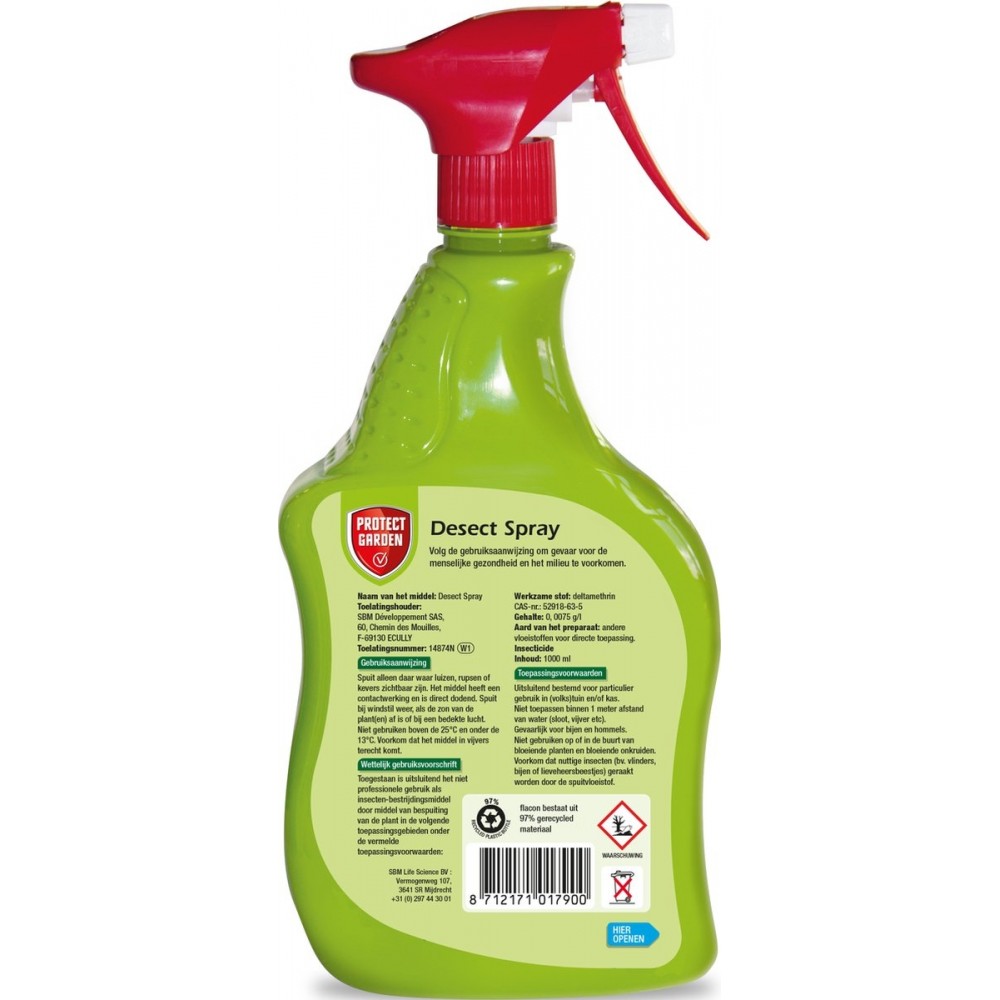 Protect Garden Desect Spray - 1L - Insectenspray tegen o.a. Luizen, Rupsen, Kevers en Buxusmot