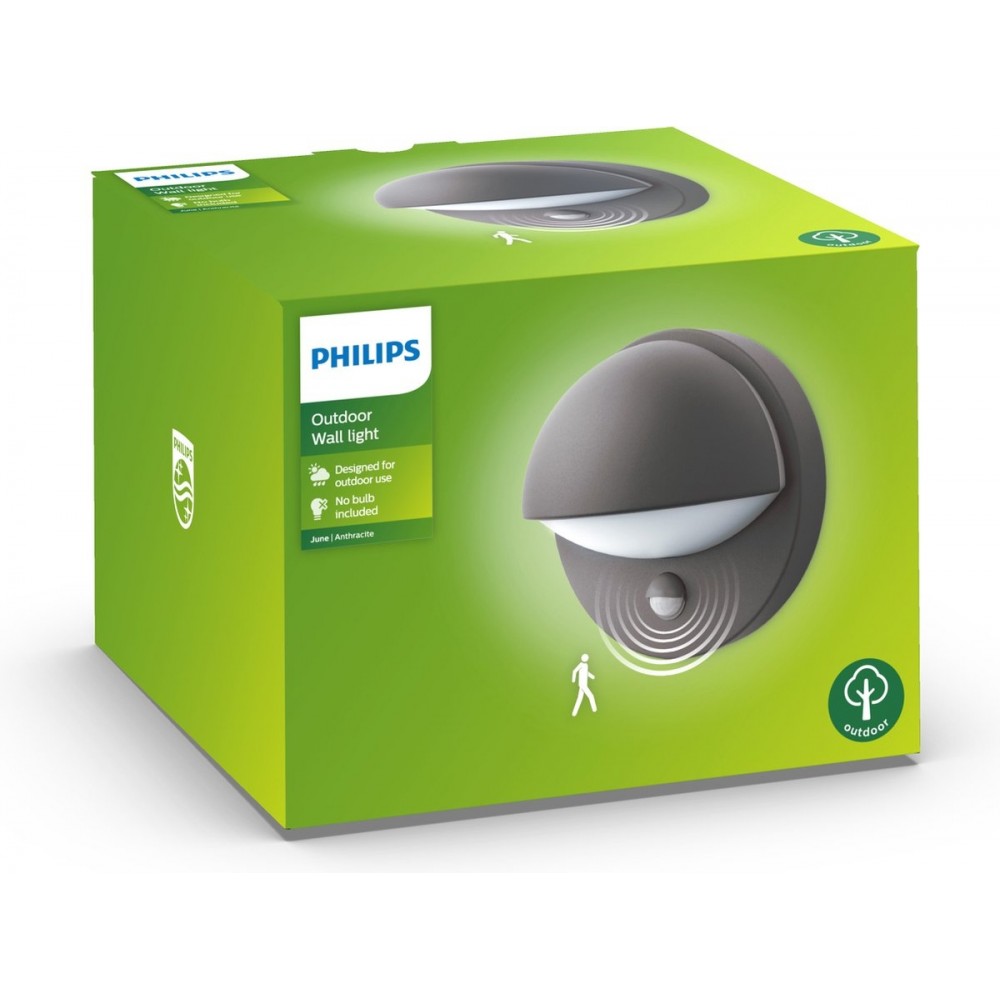 Philips June buitenwandlamp met sensor - antraciet