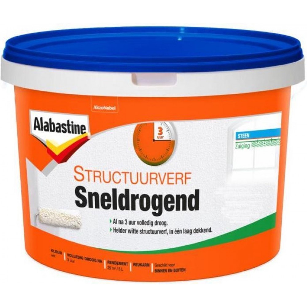 Alabastine Structuurverf Sneldrogend - Fijn Wit - 5 liter