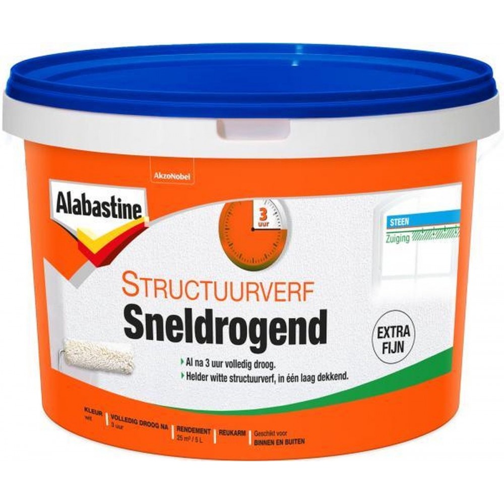 Alabastine Structuurverf Sneldrogend - Fijn Wit - 5 liter