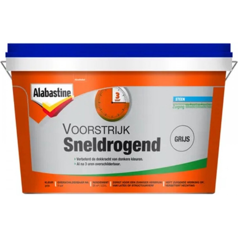 Alabastine Voorstrijk Sneldrogend - Grijs - 2,5 liter