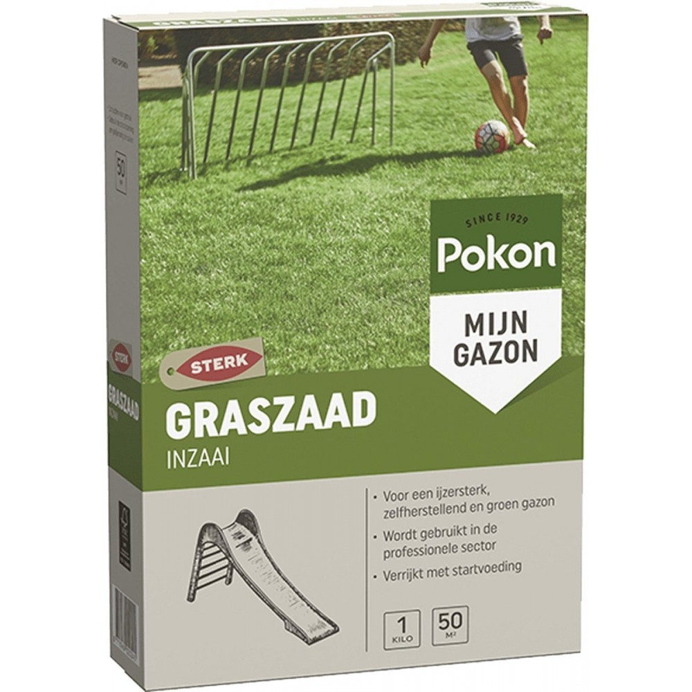 Pokon Graszaad Inzaai - 1kg - Gazonzaad - Geschikt voor 12,5m² - IJzersterk groen en zelfherstellend gras