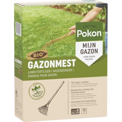 Pokon Bio Gazonmest - 1kg - Mest - Geschikt voor 15m² - 120 dagen biologische voeding