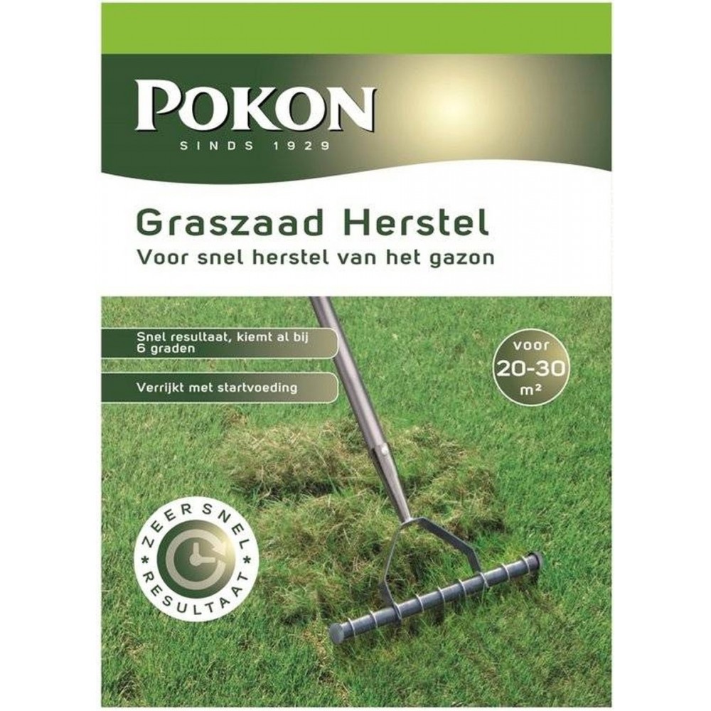 Pokon Graszaad Herstel - 500gr - Gazonherstel - Geschikt voor 20m² tot 30m² - Supersnel egaal groen gras