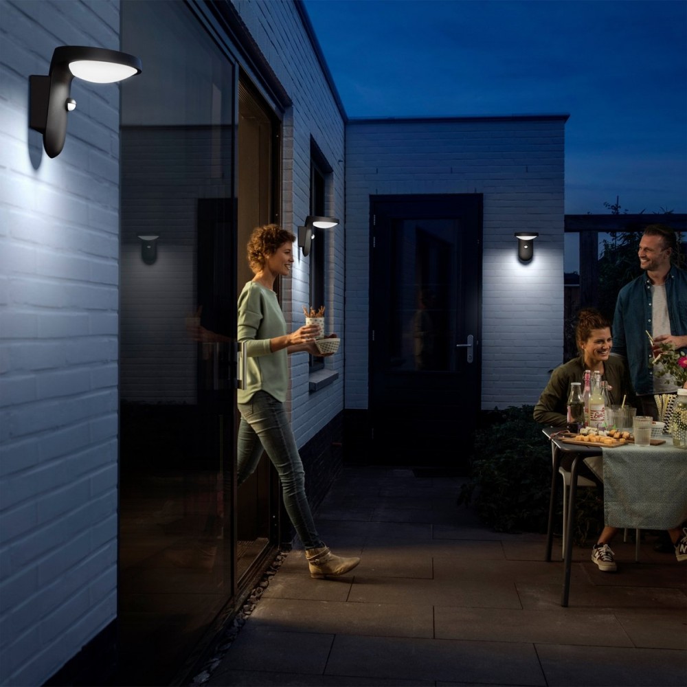 Philips Tyla tuinwandlamp op zonne-energie - antraciet - met sensor - 1.2W