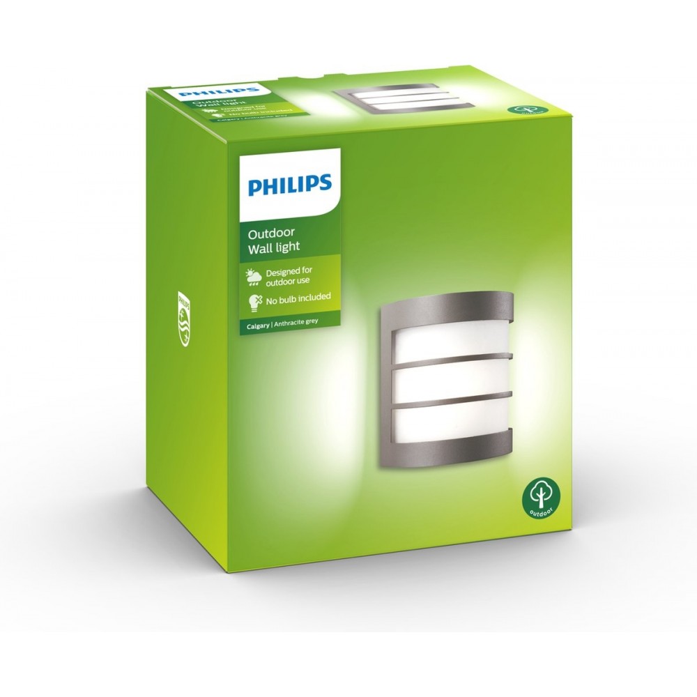 Philips Calgary Muurlamp - LED - E27 - Antraciet - IP44