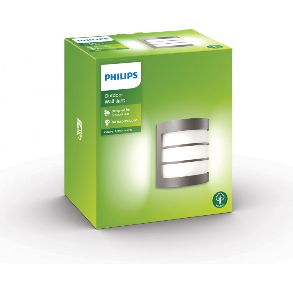 Philips Calgary Muurlamp - LED - E27 - Antraciet - IP44