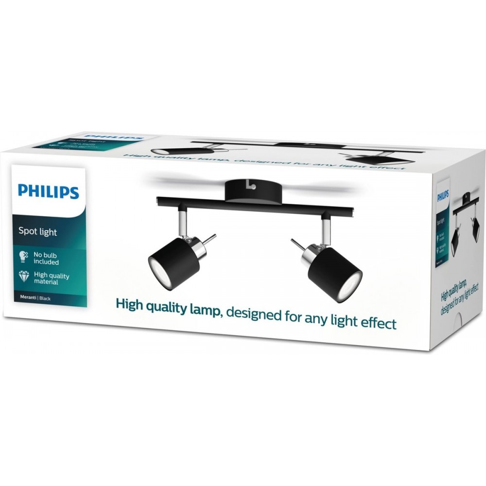 Philips Meranti opbouwspot - 2-lichts - zwart