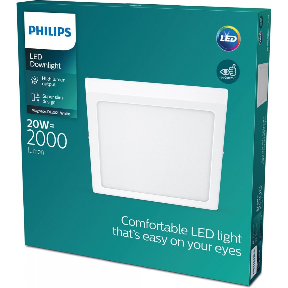 Philips Magneos plafondlamp - wit - vierkant - groot - 20 W