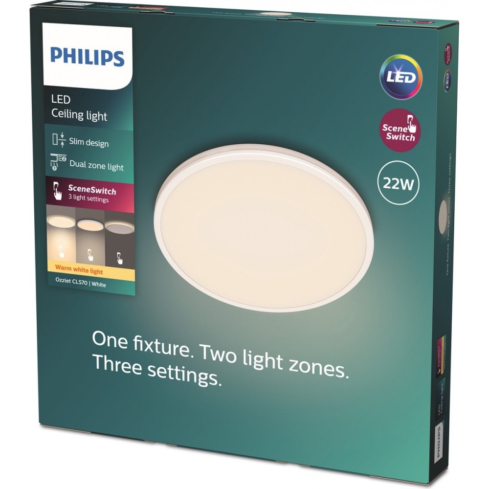 Philips Ozziet plafondlamp - rond - wit - 22W 27K