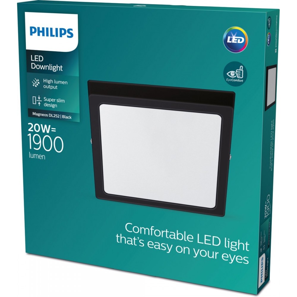 Philips Magneos plafondlamp - zwart - vierkant - groot