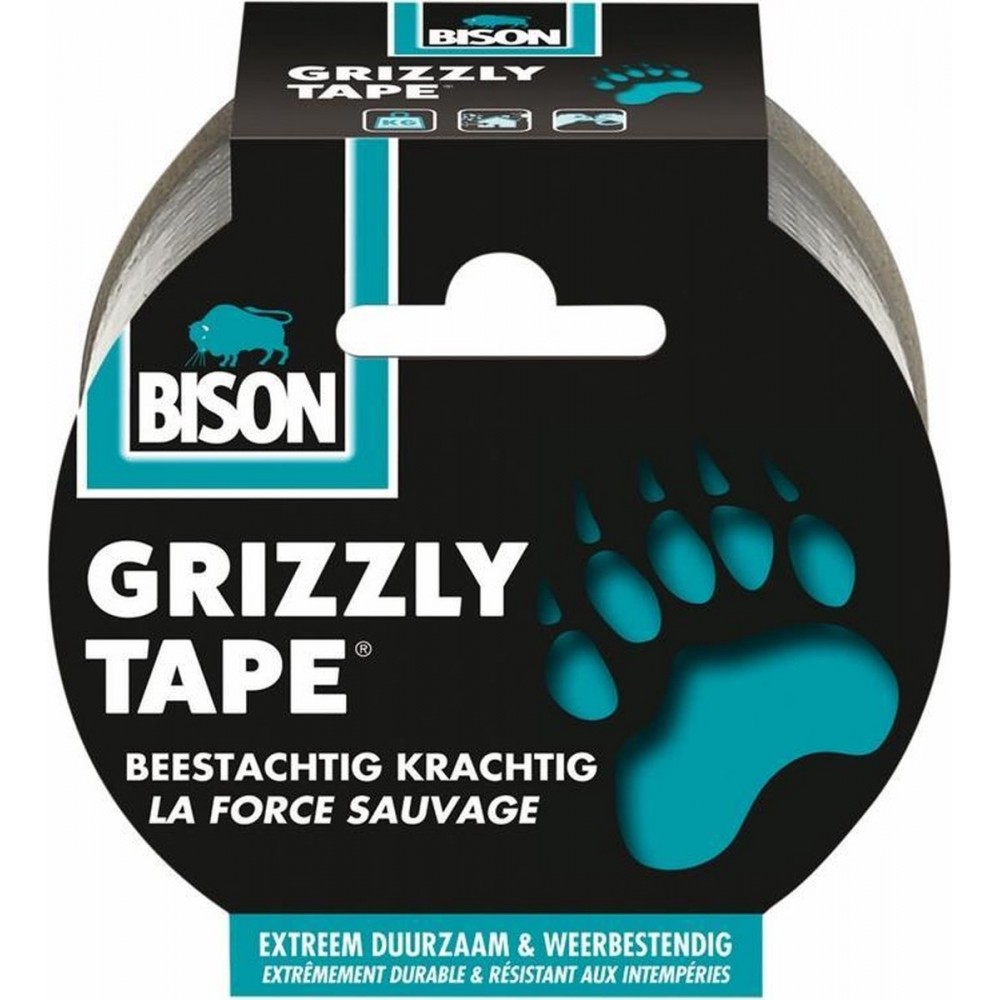 Bison grizzly tape zilver - 25 meter