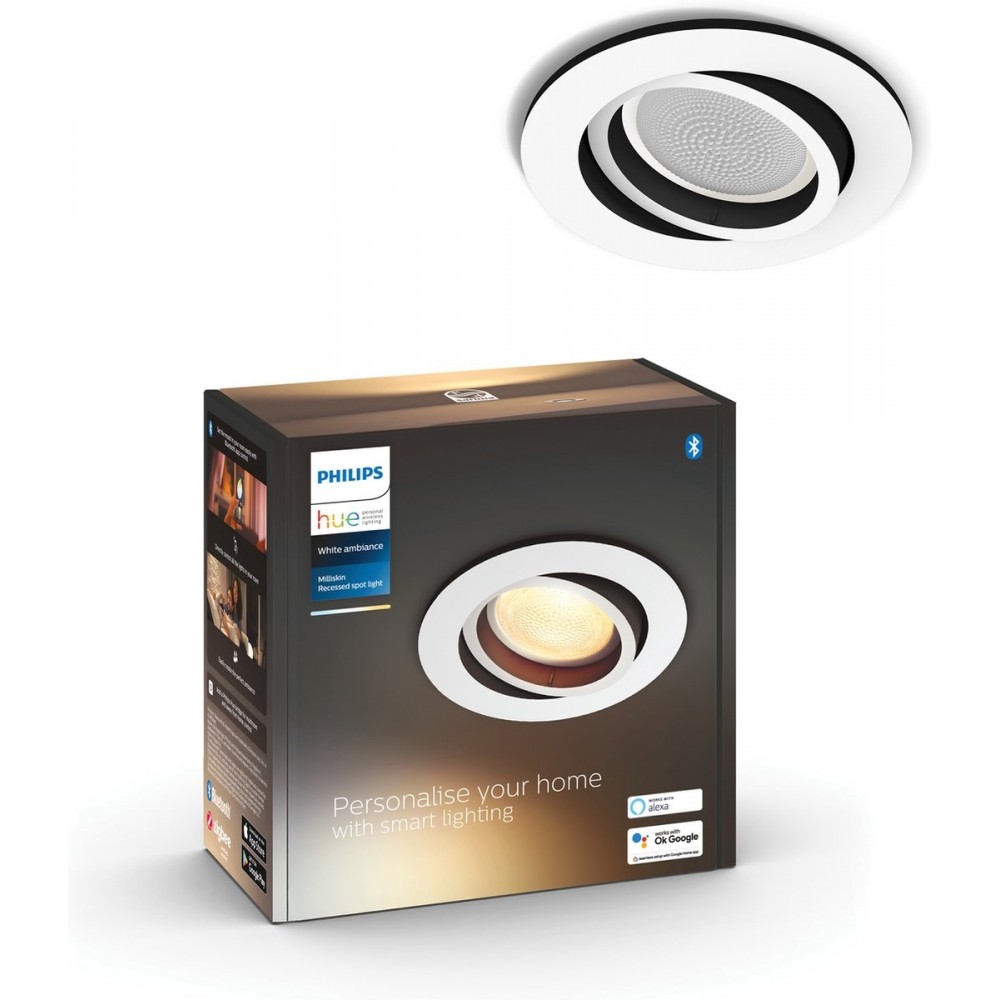 Philips Hue Milliskin recessed Inbouwspot uitbreiding - warm tot koelwit licht - GU10 - Wit - 5W - Rond - Bluetooth