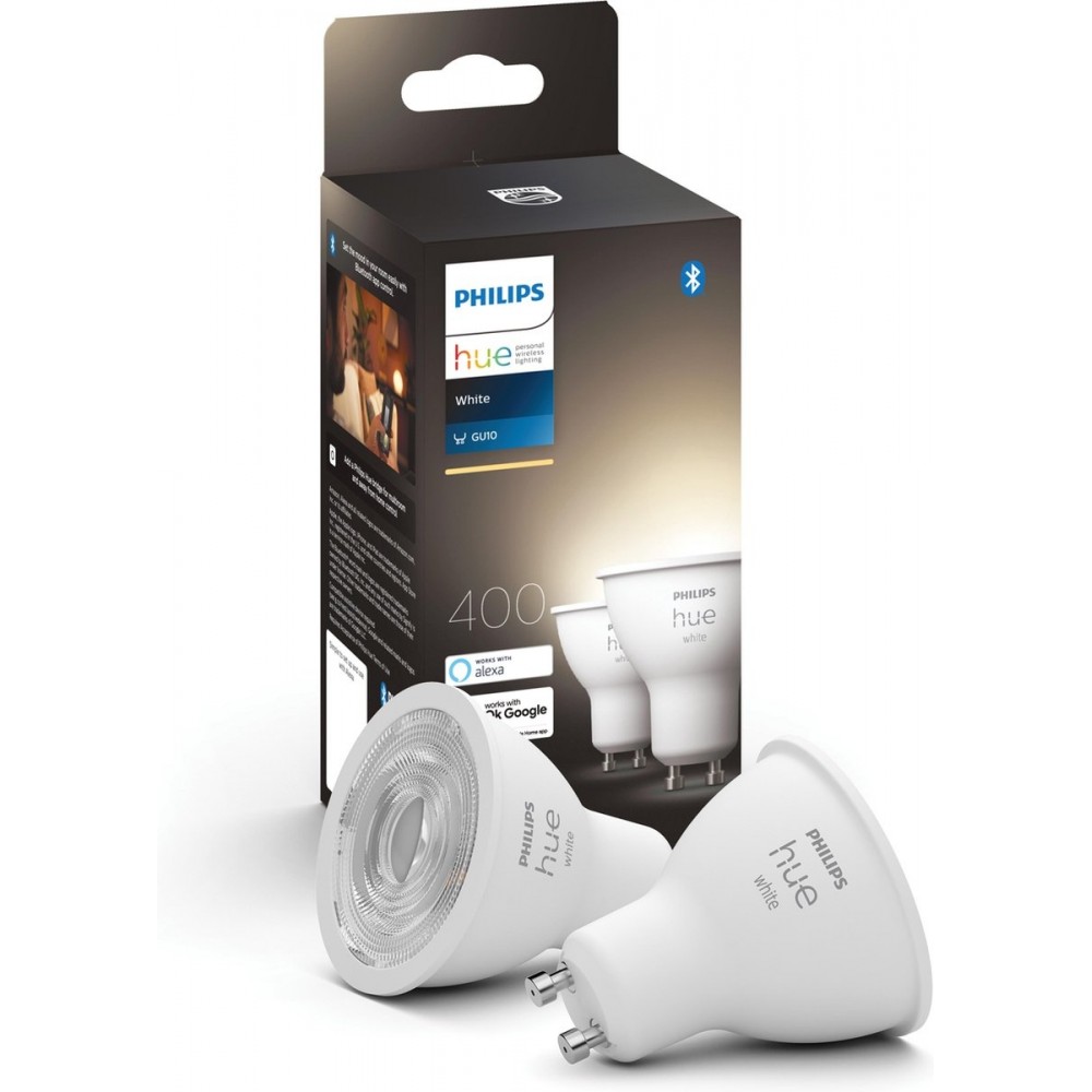 Philips Hue Slimme Lichtbron GU10 Duopack - zachtwit licht- 5,7W - Bluetooth - 2 Stuks