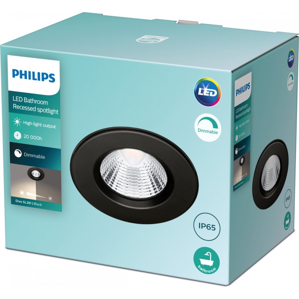 Philips Dive badkamer inbouwspot - zwart - 5 W - 1 pack