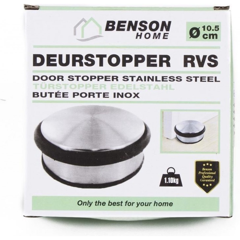 Benson Deurstopper - 10x10 Cm - Rubber, Rvs