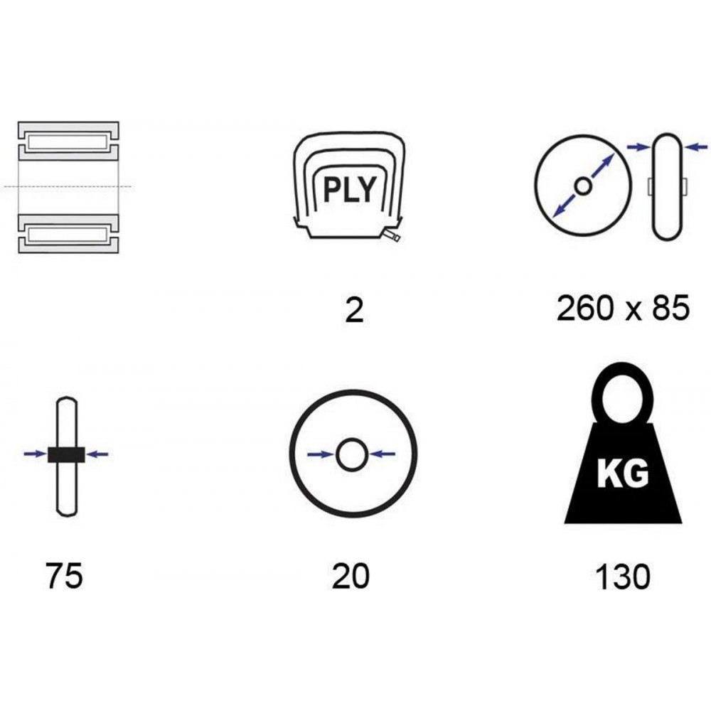 Bolderkarwiel Steekwagenwiel met luchtband 3.00-4 | Asgatdiameter 20mm rollager | Hoogte wiel 26cm