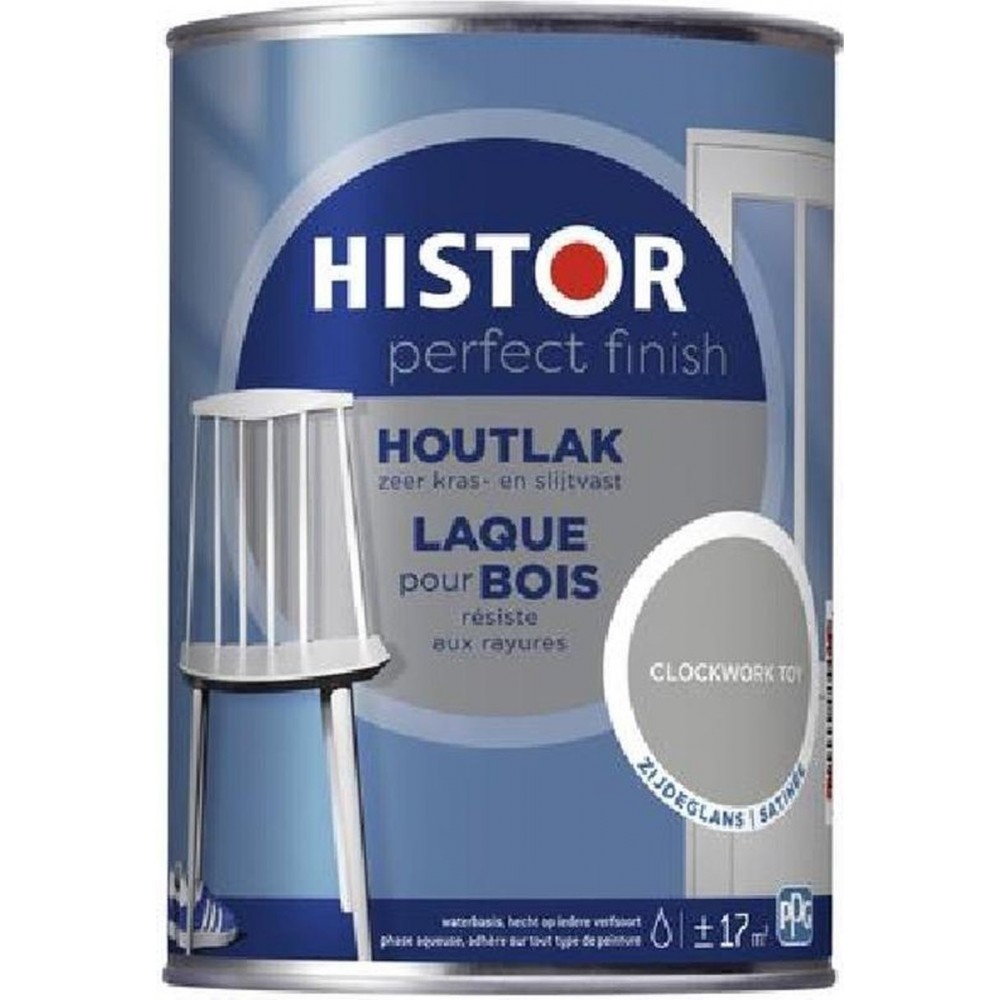 Histor Perfect Finish Houtlak Zijdeglans - Krasvast & Slijtvast - Dekkend - 0.75L - Clockwork Toy - Grijs