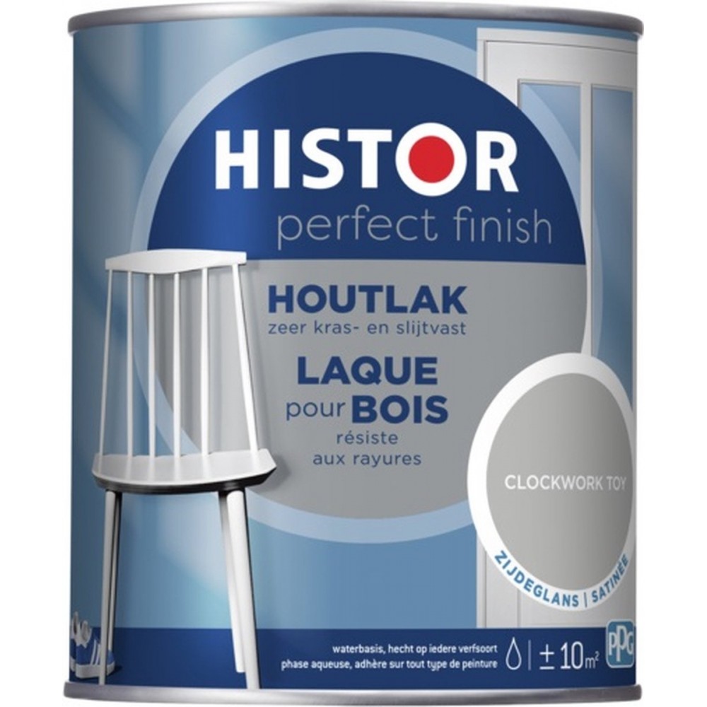 Histor Perfect Finish Houtlak Zijdeglans - Krasvast & Slijtvast - Dekkend - 0.75L - Clockwork Toy - Grijs