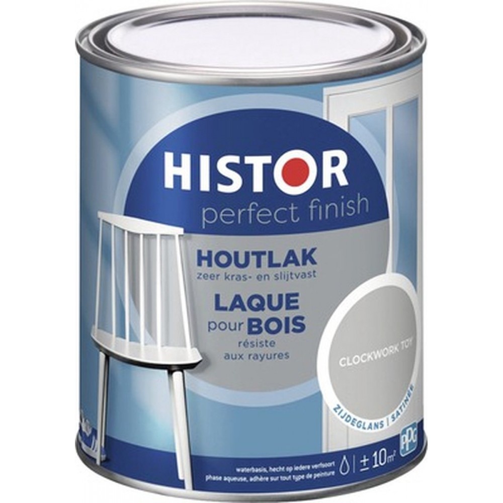 Histor Perfect Finish Houtlak Zijdeglans - Krasvast & Slijtvast - Dekkend - 0.75L - Clockwork Toy - Grijs