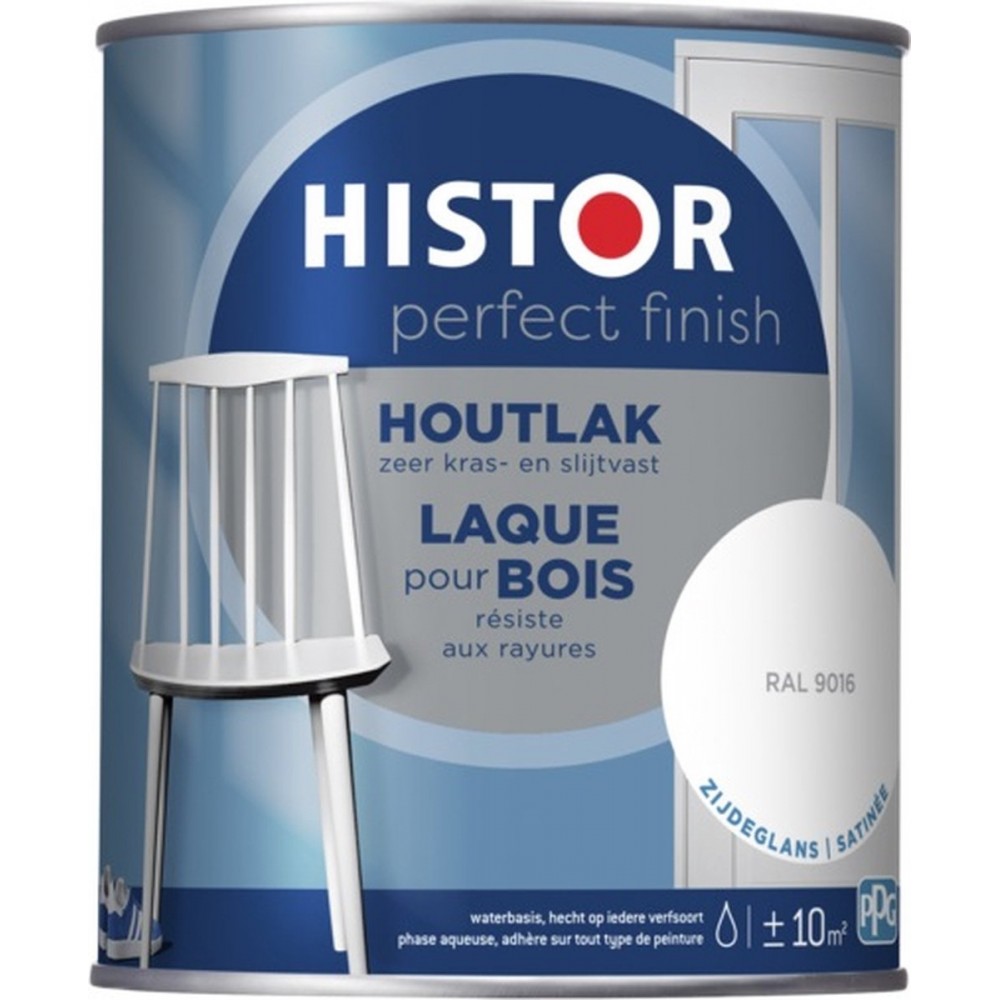 Histor Perfect Finish Houtlak Zijdeglans - Krasvast & Slijtvast - Dekkend - 0.75L - RAL 9016 - Wit