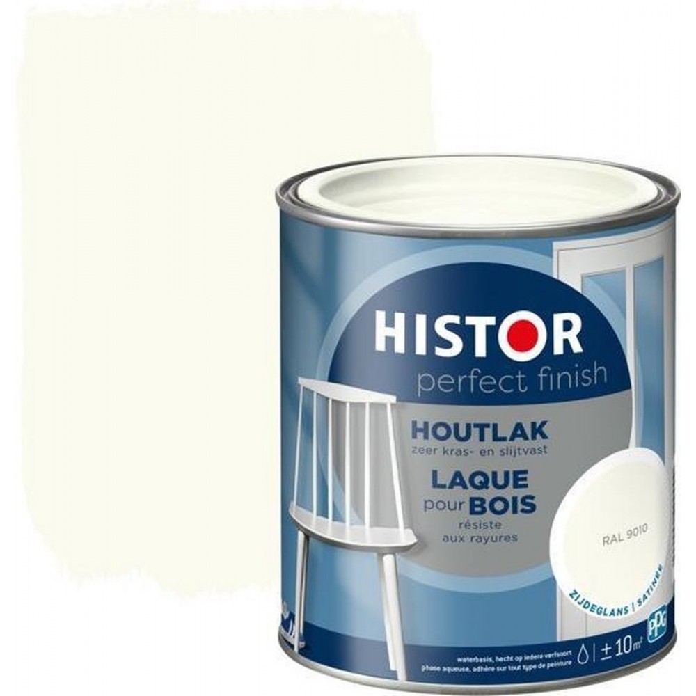 Histor Perfect Finish Houtlak Zijdeglans - Krasvast & Slijtvast - Dekkend - 0.75L - RAL 9016 - Wit