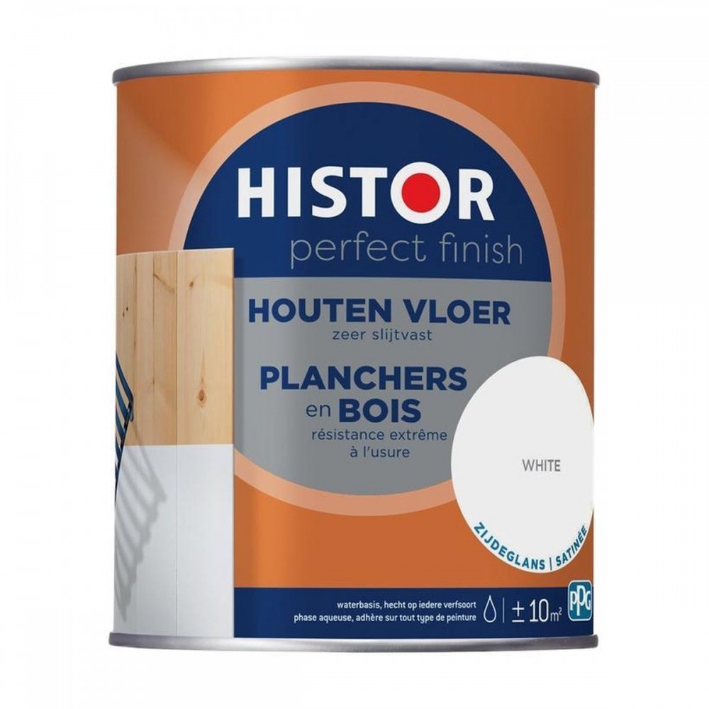 Histor Perfect Finish Houten Vloer Zijdeglans - Zeer Slijtvast - Extra Dekkend - 0.75L - Wit