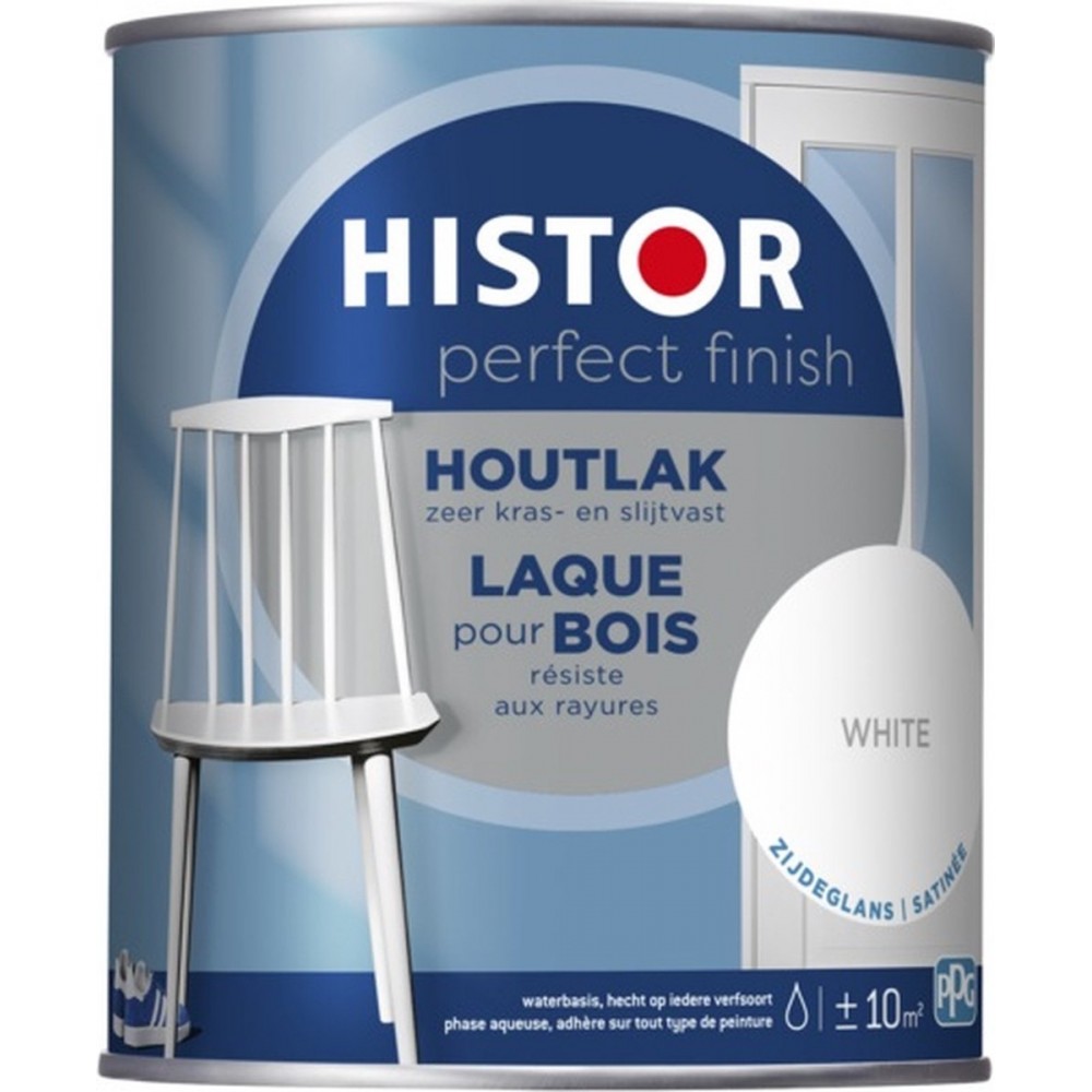 Histor Perfect Finish Houtlak Zijdeglans - Krasvast & Slijtvast - Dekkend - 1.25L - White - Wit