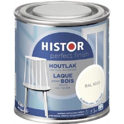 Histor Perfect Finish Houtlak Zijdeglans - Krasvast & Slijtvast - Dekkend - 0.25L - RAL 9003 - Wit