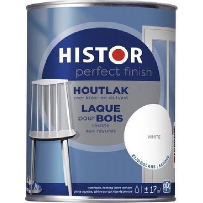 Histor Perfect Finish Houtlak Hoogglans - Krasvast & Slijtvast - Dekkend - 0.25L - RAL 9003 - Wit