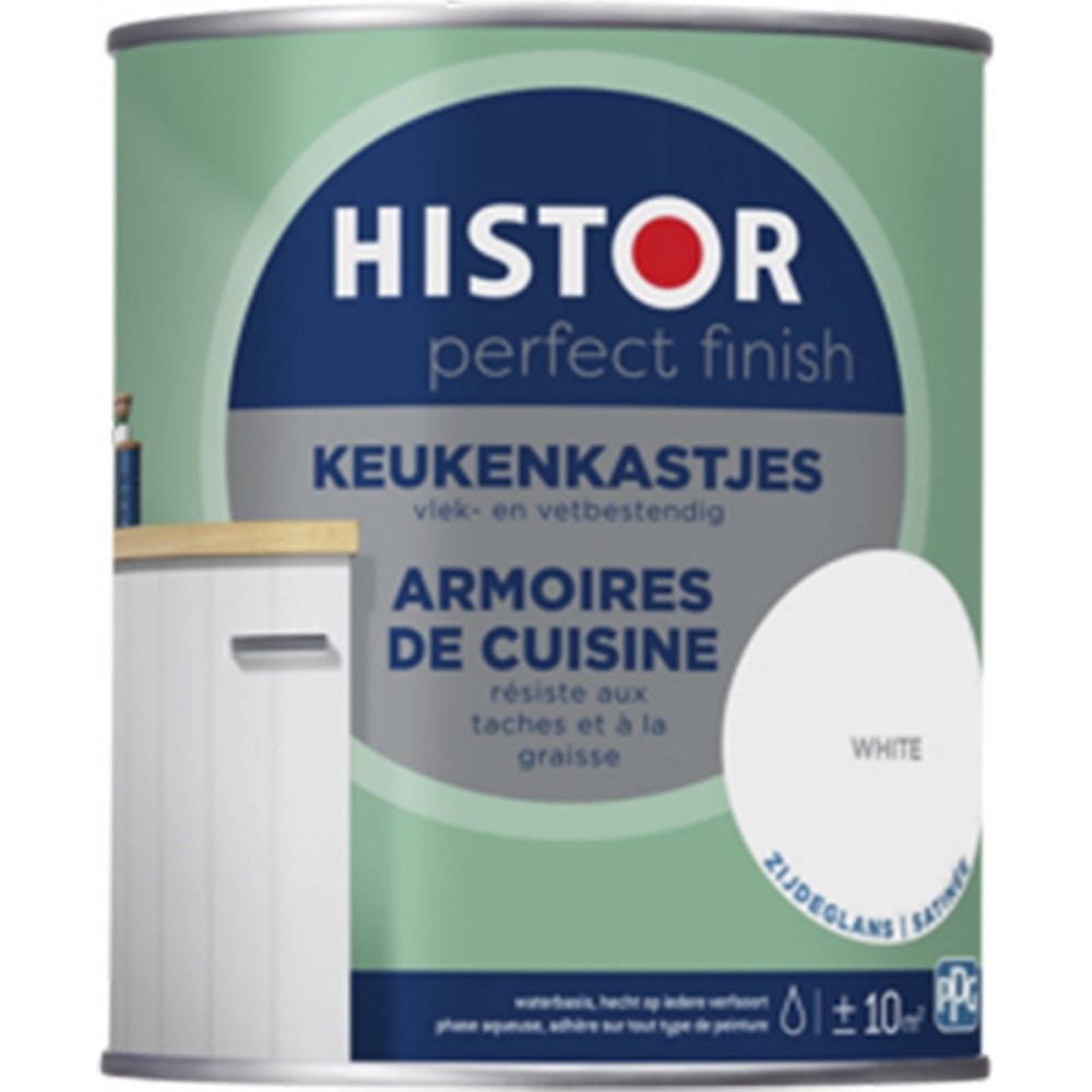 Histor Perfect Finish Keukenkastjes Zijdeglans - Vlek- & Vetbestendig - Afwasbaar - 0.75L - Wit