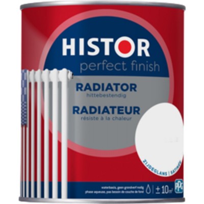Histor Perfect Finish Radiator Lak Zijdeglans - Hittebestendig - Sneldrogend - 0.75L - RAL 9010