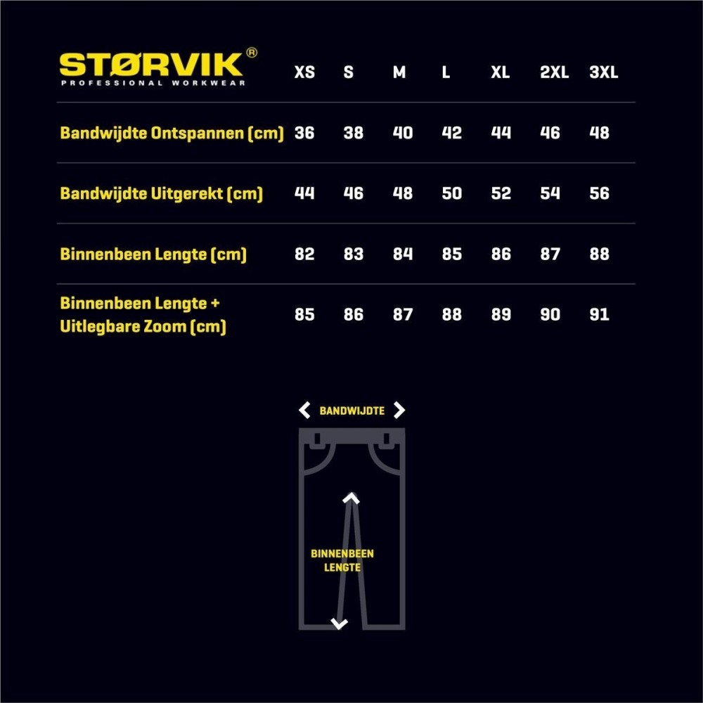 STØRVIK David Werkbroek Heren - Verstevigde Kniestukken - Maat M - Zwart