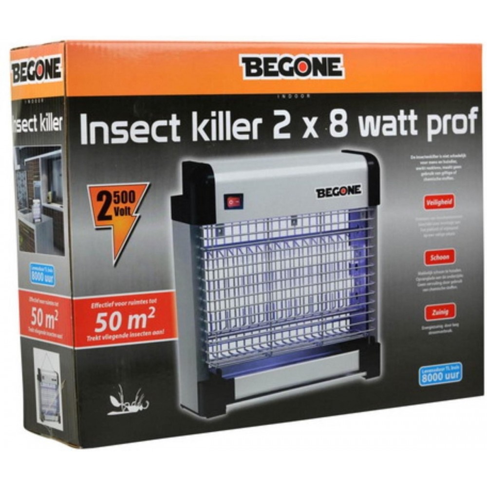 BeGone Pro Elektronische Insect Killer - Vliegenlamp Pro - 2 x 8 Watt - 50m²