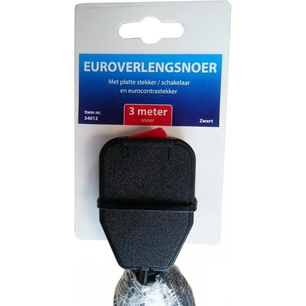 VB Extend Euro Verlengsnoer - Verlengkabel met Haakse Stekker en Schakelaar - 3 meter - 2 x 0.75 mm² - Zwart