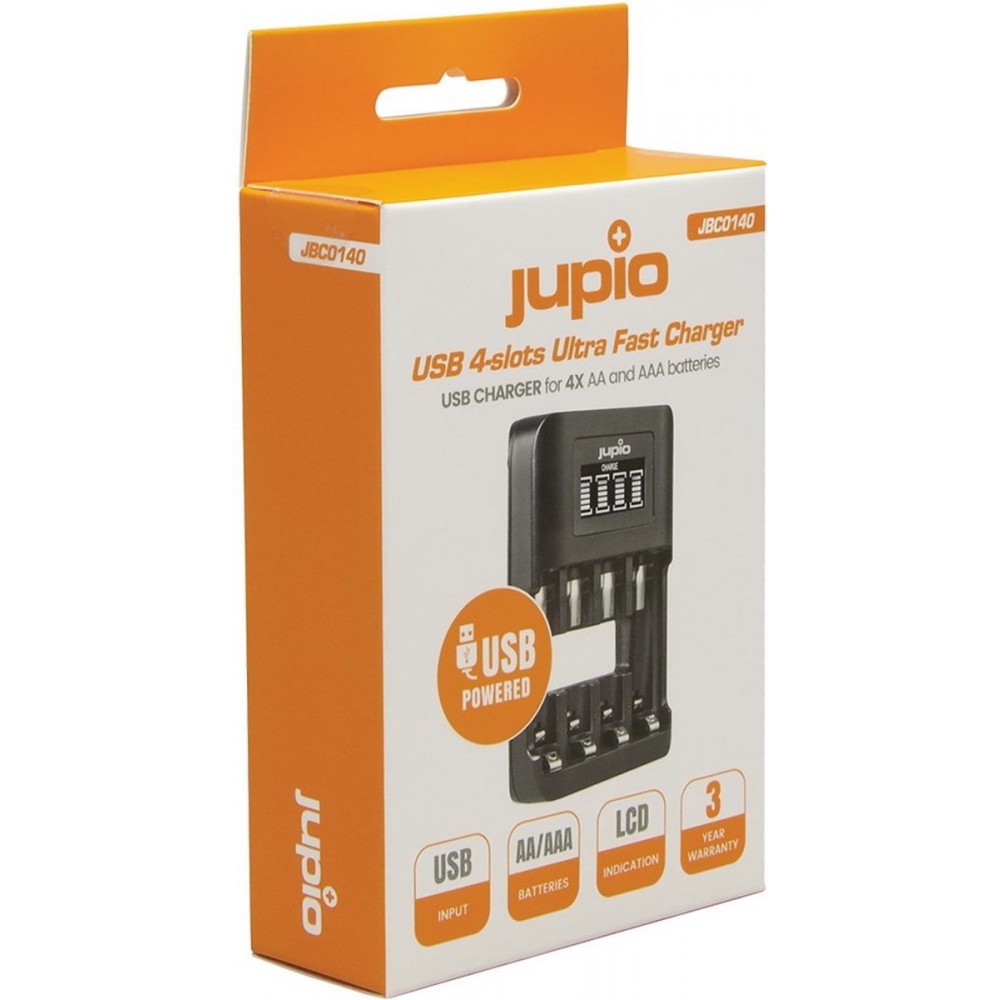 Jupio USB 4-slots Ultra Fast Battery Charger LCD