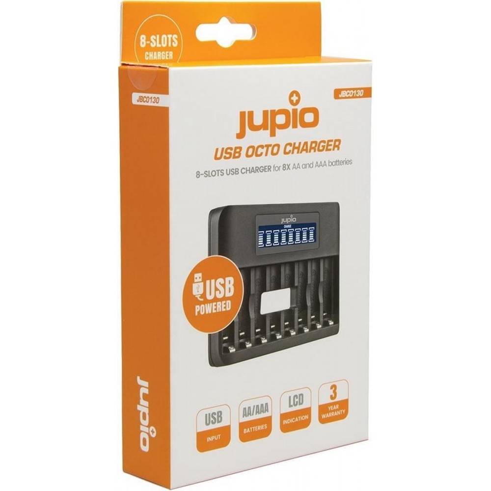 Jupio USB 8-slots Octo Battery Charger LCD