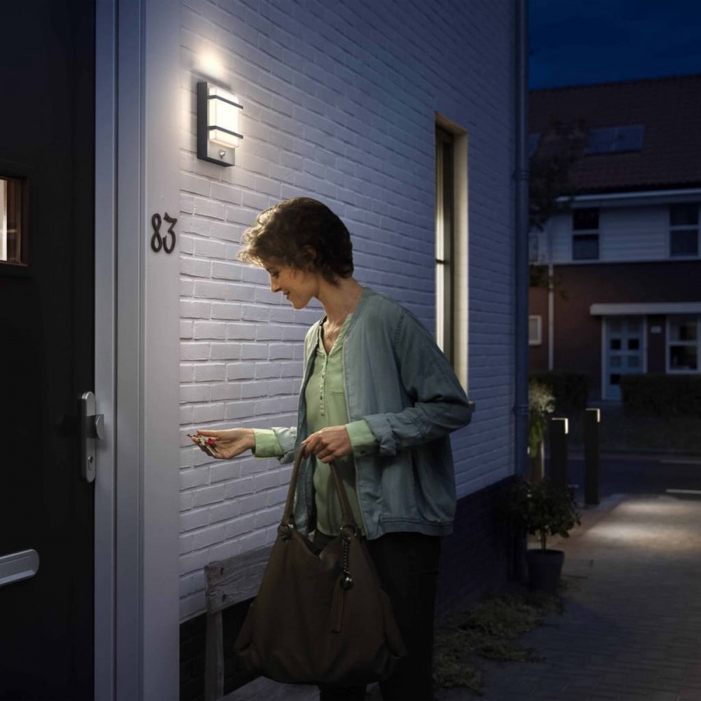 Philips Petronia buitenwandlamp - met sensor - antraciet