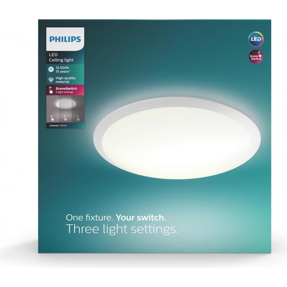 Philips Cavanal plafonnière - wit - rond - koelwit licht - 18 W