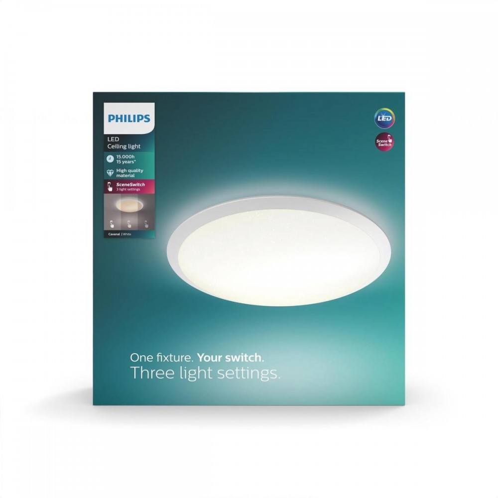 Philips Cavanal plafonnière -wit - rond - warmwit licht - 18 W