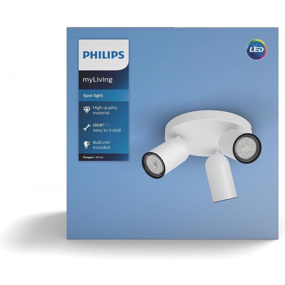 Philips Pongee opbouwspot - 3-lichts - wit