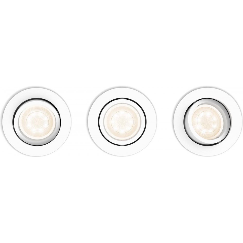Philips Shellbark Inbouwspot - Wit - WarmGlow - Wit - 3 lichtpunten
