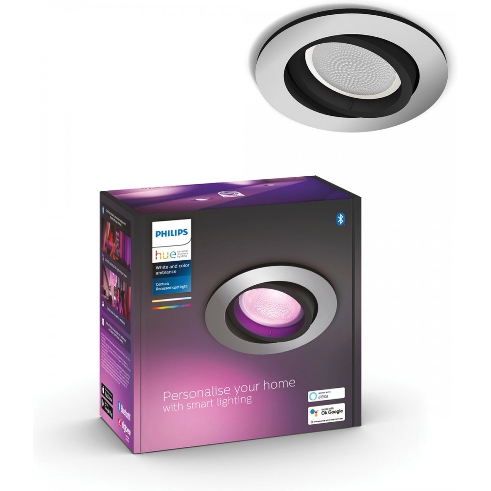 Philips Hue Centura Inbouwspot - wit en gekleurd licht - GU10 - Aluminium - 6W - Rond - Bluetooth