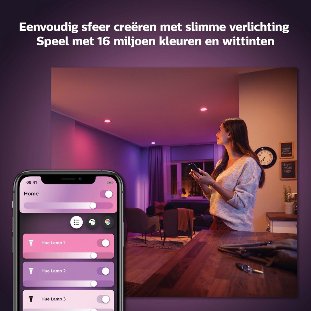 Philips Hue Centura Inbouwspot - wit en gekleurd licht - GU10 - Aluminium - 6W - Rond - Bluetooth